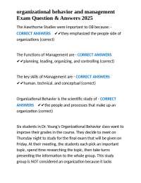 organizational behavior and management Exam Question & Answers 2025