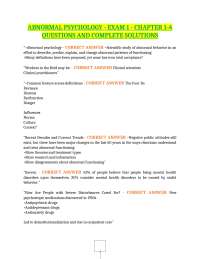 ABNORMAL PSYCHOLOGY - EXAM 1 - CHAPTER 1-4