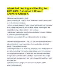 Wheelchair Seating and Mobility Test 2025-2026. Questions & Correct Answers. Graded A