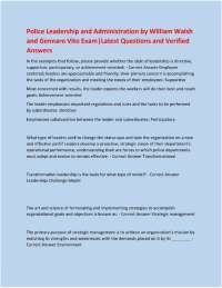 Police Leadership and Administration by William Walsh and Gennaro Vito Exam|Latest Questio
