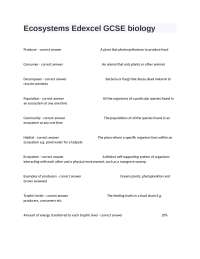 Ecosystems Edexcel GCSE biology questions well defined answers