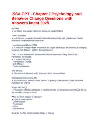 ISSA CPT - Chapter 2 Psychology and Behavior Change Questions with Answers latest 2025