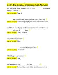 CHM 142 Exam 3: Solubility, Equilibrium, and Thermodynamics Q&A