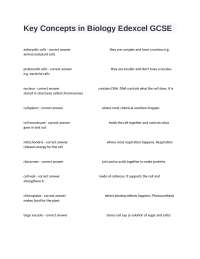 Key Concepts in Biology Edexcel GCSE Review Exam With Accurate answers.