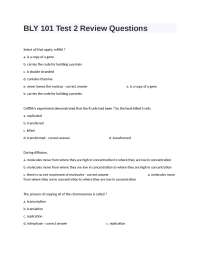 BLY 101 Test 2 Review Questions With Correct Verified Answers.