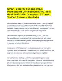 SPeD - Security Fundamentals Professional Certification (SFPC) Test Bank 2025-2026. Q & A