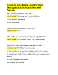 Lesson 1: Introducing Lean Portfolio Management Exam Questions And Answers