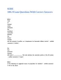 SERE Exam Questions and Answers: Code of Conduct Study Guide