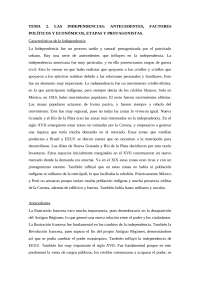 TEMA 2. LAS INDEPENDENCIAS ANTECEDENTES, FACTORES POLÍTICOS Y ECONÓMICOS...