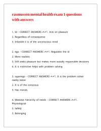 rasmussen mental health exam 1 questions with answers