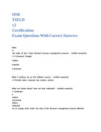 One Yield Revenue Management Exam Questions and Answers