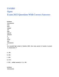 USABO Open Exam 2025 Questions With Correct Answers