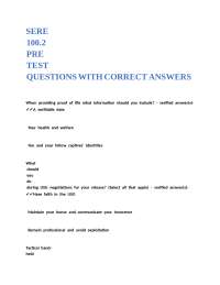 SERE 100.2 PRE TEST QUESTIONS WITH CORRECT ANSWERS