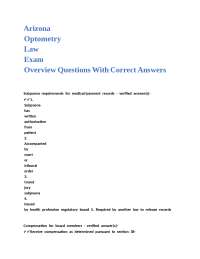Arizona Optometry Law Exam: Key Questions and Verified Answers