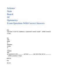Arizona Optometry Board Exam Questions and Answers