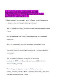 CIS DISCOVERY 2025/2026 EXAM PREPARATION WITH QUESTIONS AND ANSWERS | GRADED A+