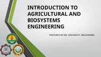 Introduction to Agricultural and Biosystems Engineering