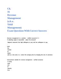 Revenue Management Exam Questions and Answers