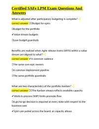 Certified SAFe LPM Exam Questions And Answers