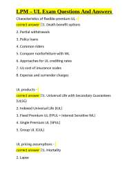 Universal Life Insurance (UL) Exam Q&A