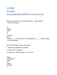 USABO Practice Exam Questions With Correct Answers