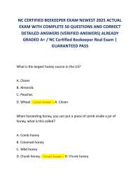 NC CERTIFIED BEEKEEPER EXAM  2025 WITH ACTUAL CORRECT QUESTIONS AND VERIFIED DETAILED ANSW