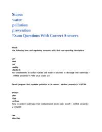 Stormwater Pollution Prevention Exam Questions and Answers