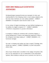 ISDS Midterm Exam with Answers: Information Systems and Technology