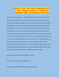 Sailor of the Year exam Questions with 100% Correct Answers | Verified & Updated 2025 | Gu