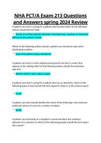 NHA PCT/A Exam 213 Questions and Answers spring 2024 Review