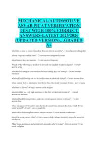 MECHANICAL/AUTOMOTIVE ASVAB PICAT VERIFICATION TEST WITH 100% CORRECT ANSWERS-LATEST 2025/