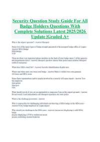 Security Question Study Guide For All Badge Holders Questions With Complete Solutions Late