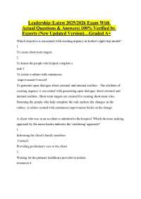 Leadership |Latest 2025/2026 Exam With Actual Questions & Answers| 100% Verified by Expert
