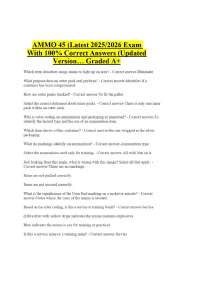 AMMO 45 (Latest 2025/2026 Exam With 100% Correct Answers (Updated Version… Graded A+
