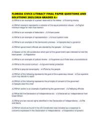 FLORIDA CIVICS LITERACY FINAL PAPER QUESTIONS AND SOLUTIONS 2025/2026 GRADED A+