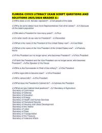 FLORIDA CIVICS LITERACY EXAM SCRIPT QUESTIONS AND SOLUTIONS 2025/2026 GRADED A+
