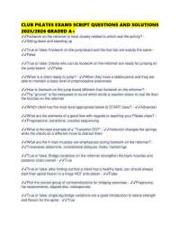 CLUB PILATES EXAMS SCRIPT QUESTIONS AND SOLUTIONS 2025/2026 GRADED A+