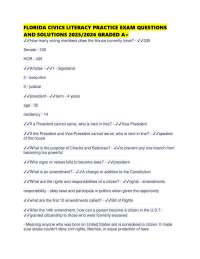 FLORIDA CIVICS LITERACY PRACTICE EXAM QUESTIONS AND SOLUTIONS 2025/2026 GRADED A+