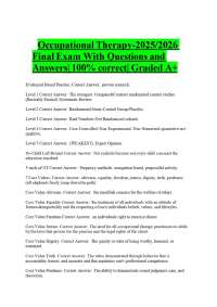 Occupational Therapy-2025/2026 Final Exam With Questions and Answers| 100% correct| Graded
