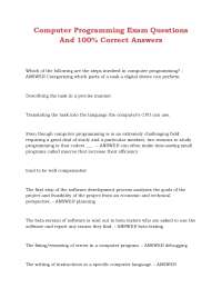 Computer Programming Exam Questions and Answers