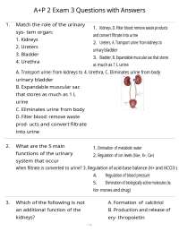 A+P 2 Exam 3 Questions with Answers