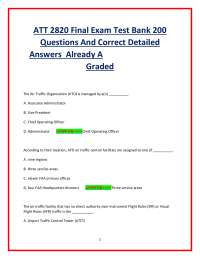 ATT 2820 Air Traffic Control Exam: Test Bank with 200 Q&A