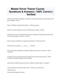 Master Driver Trainer Course: Questions and Answers
