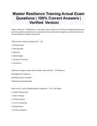 Master Resilience Training: Exam Questions and Answers