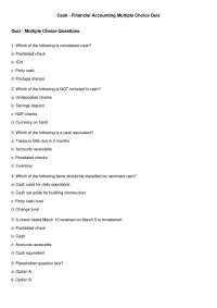Quiz on Cash - Financial Accounting