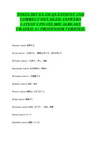 TOEFL IBT EXAM QUESTIONS AND CORRECT DETAILED ANSWERS LATEST UPDATE 2025 ALREADY GRADED A+