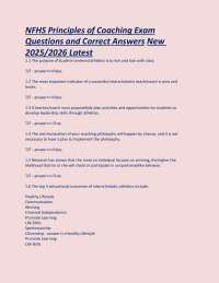 NFHS Principles of Coaching Exam Questions and Correct Answers New 2025/2026 Latest