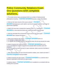 Police Community Relations Exam One Questions with complete solutions,.