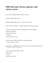 PHP 320 Exam 2 Review questions with correct answers.