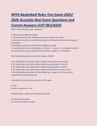NFHS Basketball Rules Test Exam 2025/2026 Accurate Real Exam Questions and Correct Answers